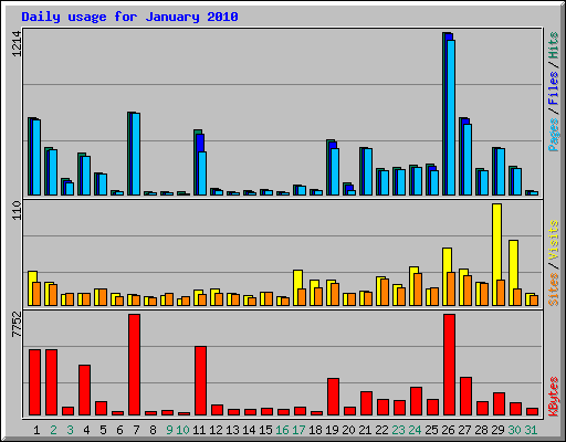 Daily usage for January 2010
