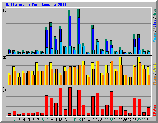 Daily usage for January 2011