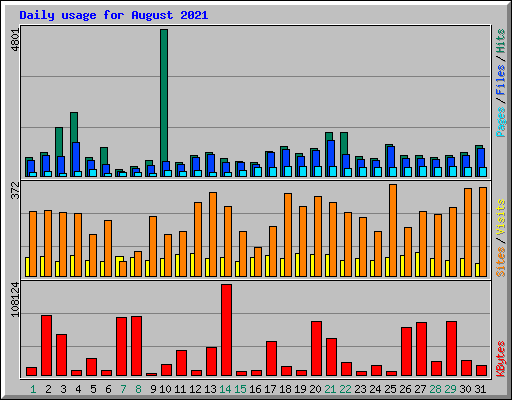 Daily usage for August 2021