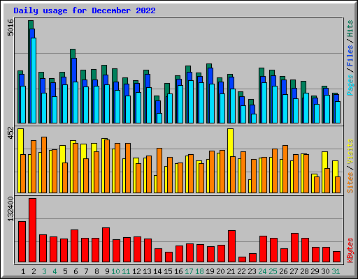Daily usage for December 2022