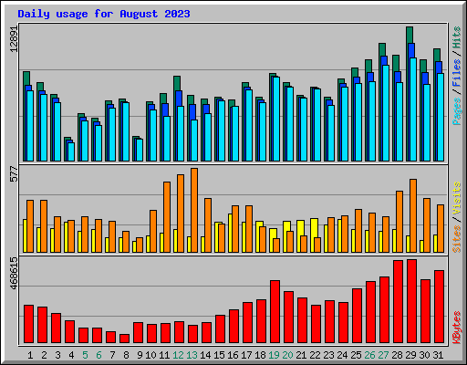 Daily usage for August 2023