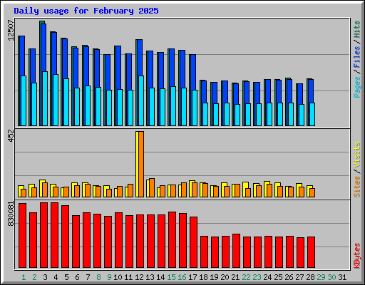 Daily usage for February 2025