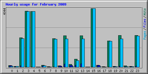 Hourly usage for February 2009