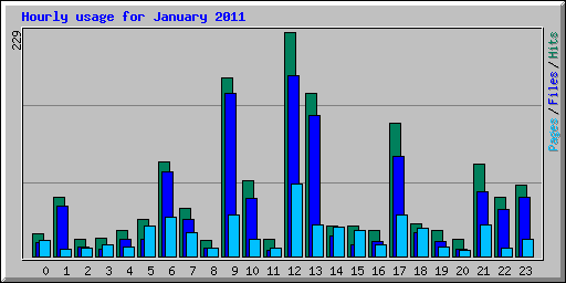 Hourly usage for January 2011