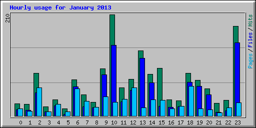 Hourly usage for January 2013