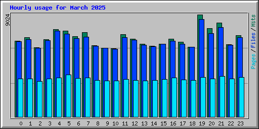 Hourly usage for March 2025